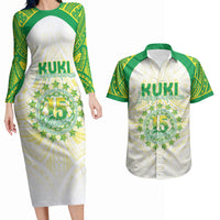 Kuki Independence 2026 Couples Matching Long Sleeve Bodycon Dress and Hawaiian Shirt Cook Islands 15 Finest White Version