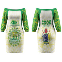 Kuki Independence 2026 Family Matching Off The Shoulder Long Sleeve Dress and Hawaiian Shirt Cook Islands 15 Finest White Version