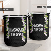 Hawaii Statehood Day Laundry Basket Kakau Pattern With Maile Pikake Honohono Lei