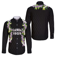 Hawaii Statehood Day Family Matching Tank Maxi Dress and Hawaiian Shirt Kakau Pattern With Maile Pikake Honohono Lei