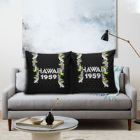 Hawaii Statehood Day Pillow Cover Kakau Pattern With Maile Pikake Honohono Lei