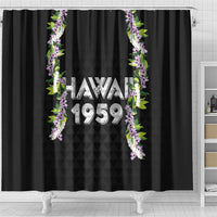 Hawaii Statehood Day Shower Curtain Kakau Pattern With Maile Pikake Honohono Lei