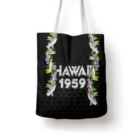 Hawaii Statehood Day Tote Bag Kakau Pattern With Maile Pikake Honohono Lei