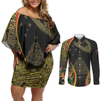 Papua New Guinea Hapi De Bilong Indipendens Couples Matching Off Shoulder Short Dress and Long Sleeve Button Shirt Special Style