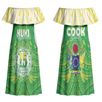 Kuki Independence 2026 Couples Matching Off Shoulder Maxi Dress and Long Sleeve Button Shirt Cook Islands 15 Finest Green Version