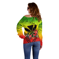 Personalized Hawaii Off Shoulder Sweater Kakau Kanaka Maoli With Hibiscus Flowers LT05 - Polynesian Pride