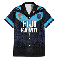 Custom Fiji Kaiviti Rugby Family Matching Mermaid Dress and Hawaiian Shirt Fiji Tapa Pattern LT05 Dad's Shirt - Short Sleeve Blue - Polynesian Pride