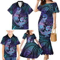 Hawaii Makahiki Turtle Family Matching Mermaid Dress and Hawaiian Shirt Spiral Polynesian Tattoo LT05 - Polynesian Pride