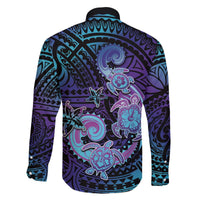 Hawaii Makahiki Turtle Family Matching Off Shoulder Short Dress and Hawaiian Shirt Spiral Polynesian Tattoo LT05 - Polynesian Pride