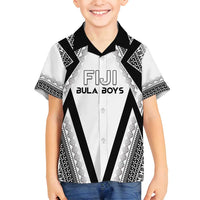 Custom Bula Fiji Football Family Matching Off Shoulder Maxi Dress and Hawaiian Shirt Go Champions LT05 Son's Shirt White - Polynesian Pride