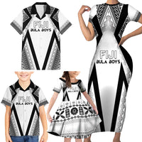 Custom Bula Fiji Football Family Matching Short Sleeve Bodycon Dress and Hawaiian Shirt Go Champions LT05 - Polynesian Pride