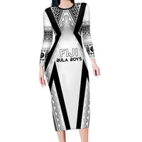 Custom Bula Fiji Football Long Sleeve Bodycon Dress Go Champions - Polynesian Pride