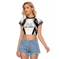 Custom Bula Fiji Football Raglan Cropped T Shirt Go Champions - Polynesian Pride