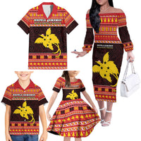 Papua New Guinea Christmas Family Matching Off The Shoulder Long Sleeve Dress and Hawaiian Shirt Santa Raggiana LT05 - Polynesian Pride