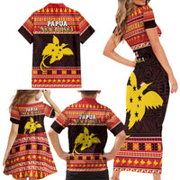Papua New Guinea Christmas Family Matching Short Sleeve Bodycon Dress and Hawaiian Shirt Santa Raggiana LT05 - Polynesian Pride
