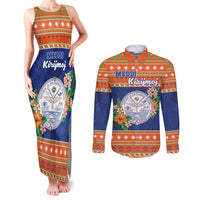 Marshall Islands Christmas Couples Matching Tank Maxi Dress and Long Sleeve Button Shirt Marshallese Seal Meddi Kirijmoj