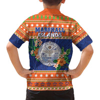 Marshall Islands Christmas Family Matching Off Shoulder Maxi Dress and Hawaiian Shirt Marshallese Seal Meddi Kirijmoj LT05 - Polynesian Pride