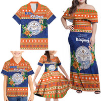 Marshall Islands Christmas Family Matching Off Shoulder Maxi Dress and Hawaiian Shirt Marshallese Seal Meddi Kirijmoj LT05 - Polynesian Pride