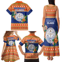 Marshall Islands Christmas Family Matching Tank Maxi Dress and Hawaiian Shirt Marshallese Seal Meddi Kirijmoj LT05 - Polynesian Pride