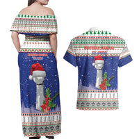 Northern Mariana Islands Christmas Couples Matching Off Shoulder Maxi Dress and Hawaiian Shirt Poinsettia Filis Pasgua LT05 - Polynesian Pride