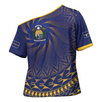 Nauru Angam Day Cross Shoulder Shirt Polynesian Tribal Pattern Unique Style - Polynesian Pride