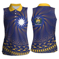Nauru Angam Day Women Sleeveless Polo Shirt Polynesian Tribal Pattern Unique Style LT05 - Polynesian Pride