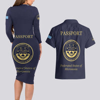 Personalised Federated States Of Micronesia Couples Matching Long Sleeve Bodycon Dress and Hawaiian Shirt FSM Passport LT05 - Polynesian Pride