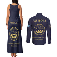 Personalised Federated States Of Micronesia Couples Matching Tank Maxi Dress and Long Sleeve Button Shirt FSM Passport LT05 - Polynesian Pride