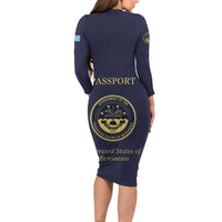 Personalised Federated States Of Micronesia Family Matching Long Sleeve Bodycon Dress and Hawaiian Shirt FSM Passport LT05 - Polynesian Pride