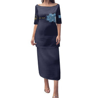 Personalised Federated States Of Micronesia Family Matching Puletasi and Hawaiian Shirt FSM Passport LT05 Mom's Dress Navy - Polynesian Pride
