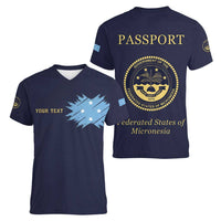 Personalised Federated States Of Micronesia Women V-Neck T-Shirt FSM Passport LT05 - Polynesian Pride
