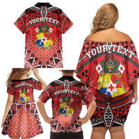 Personalised Tonga Constitution Day Family Matching Off Shoulder Short Dress and Hawaiian Shirt 150 Years Jubilee - Polynesian Pride
