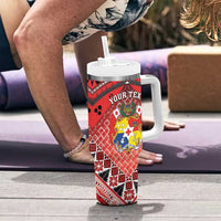 Personalised Tonga Constitution Day Tumbler With Handle 150 Years Jubilee - Polynesian Pride