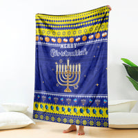 Polynesia Christmukkah Blanket Menorah With Polynesian Tribal Pattern LT05 Blue - Polynesian Pride