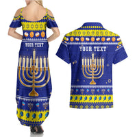 Personalised Polynesia Christmukkah Couples Matching Summer Maxi Dress and Hawaiian Shirt Menorah With Polynesian Tribal Pattern LT05 - Polynesian Pride