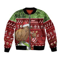 New Zealand Kiwi Christmas Bomber Jacket Paua Shell Glitter Green