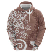 Polynesia Hoodie Brown Tribal Turtle Floral Pattern LT05 - Polynesian Pride