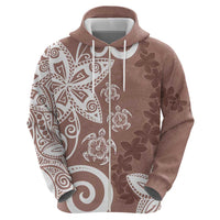 Polynesia Hoodie Brown Tribal Turtle Floral Pattern LT05 - Polynesian Pride