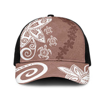 Polynesia Mesh Trucker Cap Brown Tribal Turtle Floral Pattern - Polynesian Pride