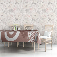 Polynesia Tablecloth Brown Tribal Turtle Floral Pattern