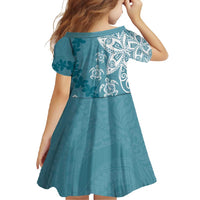 Polynesia Family Matching Summer Maxi Dress and Hawaiian Shirt Hippie Blue Tribal Turtle Floral Pattern