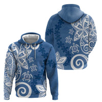 Polynesia Hoodie Blue Tribal Turtle Floral Pattern LT05 - Polynesian Pride