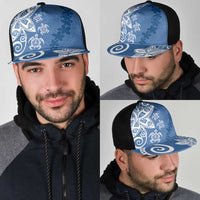 Polynesia Mesh Trucker Cap Blue Tribal Turtle Floral Pattern - Polynesian Pride