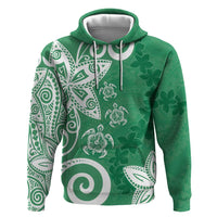 Polynesia Hoodie Green Tribal Turtle Floral Pattern LT05 Pullover Hoodie Green - Polynesian Pride