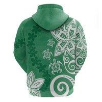 Polynesia Hoodie Green Tribal Turtle Floral Pattern LT05 - Polynesian Pride