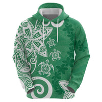 Polynesia Hoodie Green Tribal Turtle Floral Pattern LT05 - Polynesian Pride