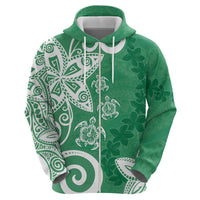 Polynesia Hoodie Green Tribal Turtle Floral Pattern LT05 - Polynesian Pride