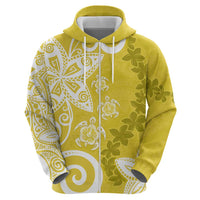 Polynesia Hoodie Yellow Tribal Turtle Floral Pattern LT05 - Polynesian Pride