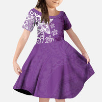Polynesia Family Matching Tank Maxi Dress and Hawaiian Shirt Purple Tribal Turtle Floral Pattern