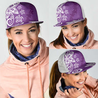 Polynesia Mesh Trucker Cap Purple Tribal Turtle Floral Pattern - Polynesian Pride